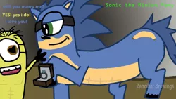 Size: 1024x576 | Tagged: safe, artist:zancibar, derpibooru import, ponified, hybrid, pony, crossover, despicable me, every day we stray further from god's light, minion, sonic the hedgehog, sonic the hedgehog (series), why