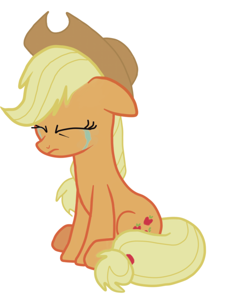 Size: 1065x1270 | Tagged: safe, artist:michaelsety, derpibooru import, applejack, earth pony, pony, hearthbreakers, applejack's hat, cowboy hat, crying, eyes closed, female, hat, mare, sad, simple background, sitting, solo, transparent background, unhapplejack, vector