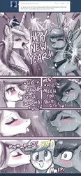 Size: 600x1292 | Tagged: dead source, suggestive, artist:johnjoseco, derpibooru import, derpy hooves, princess celestia, princess luna, alicorn, pony, ask gaming princess luna, ask princess molestia, princess molestia, :>, alcohol, bedroom eyes, blushing, champagne, comic, derp, derplestia, drunk, eye contact, eyes closed, female, image, imminent kissing, implied incest, implied lesbian, implied princest, implied shipping, kiss on the cheek, kiss sandwich, kissing, lesbian, looking at each other, lunaderp, open mouth, png, shipping, smiling, tongue out, wet, wet mane, wide eyes