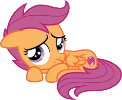 Size: 3678x3000 | Tagged: safe, artist:cloudyglow, artist:parclytaxel, derpibooru import, scootaloo, pony, the washouts (episode), .ai available, cowering, female, filly, simple background, solo, transparent background, vector