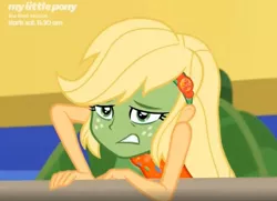 Size: 1191x861 | Tagged: safe, derpibooru import, screencap, applejack, equestria girls, equestria girls series, spring breakdown, spoiler:eqg series (season 2), green face, seasickness, sick, sleeveless