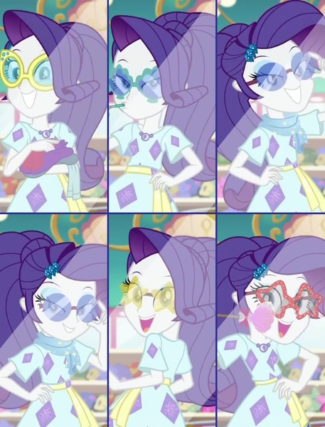 Size: 1095x1439 | Tagged: safe, derpibooru import, screencap, rarity, equestria girls, equestria girls series, spring breakdown, spoiler:eqg series (season 2), collage, female, glasses, mirror, sunglasses