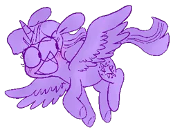 Size: 400x300 | Tagged: safe, artist:pinkiespresent, derpibooru import, twilight sparkle, twilight sparkle (alicorn), alicorn, pony, blushing, flying, happy, smiling, solo