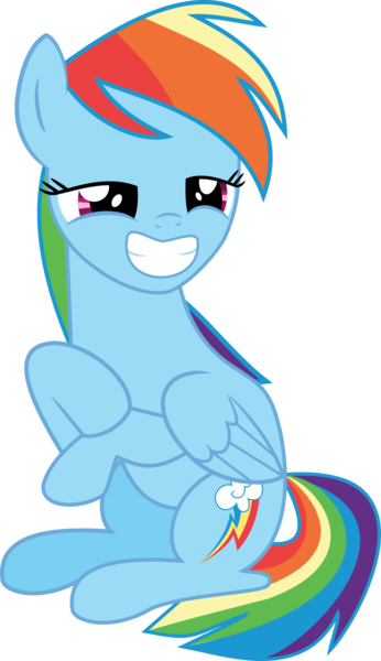 Size: 783x1358 | Tagged: safe, artist:crystalmagic6, derpibooru import, rainbow dash, ponified, pony, equestria girls, equestria girls series, spring breakdown, spoiler:eqg series (season 2), equestria girls ponified, faic, full body, inkscape, rainbow dash is best facemaker, shit eating grin, sitting, smiling, smirk, vector, wings, wings down