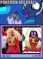 Size: 563x769 | Tagged: caption, derpibooru import, exploitable meme, gamer luna, gamer meme, image macro, meme, nicki minaj, obligatory pony, pokémon, princess luna, safe, text, tv meme