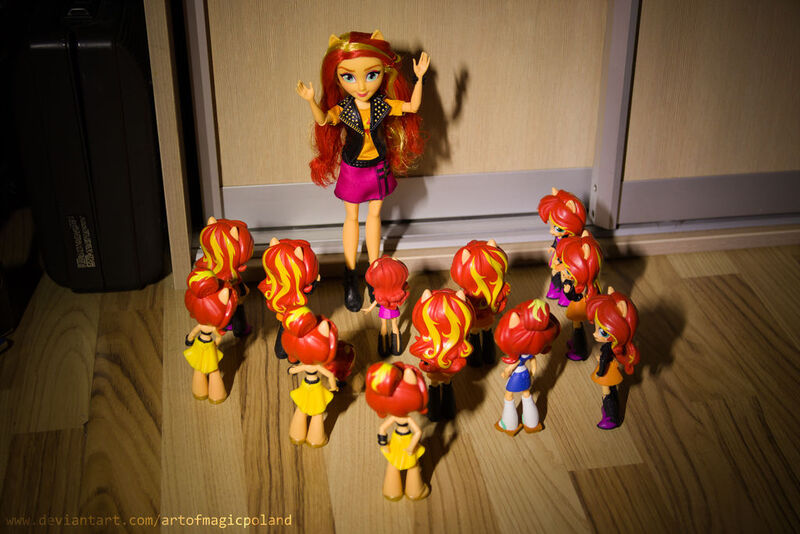 Size: 1024x684 | Tagged: safe, artist:artofmagicpoland, derpibooru import, sunset shimmer, equestria girls, equestria girls series, spoiler:eqg series (season 2), april fools, april fools 2019, doll, equestria girls minis, eqventures of the minis, fashion squad, multeity, reboot series, scared, shimmerstorm, toy