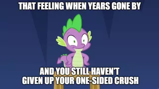 Size: 888x499 | Tagged: safe, derpibooru import, spike, ponified, dragon, pony, equestria girls, equestria girls series, spring breakdown, spoiler:eqg series (season 2), caption, crush, image macro, internal screaming spike, meme, stool, text, twilight's castle