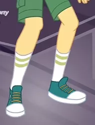 Size: 502x656 | Tagged: safe, derpibooru import, screencap, flash sentry, equestria girls, equestria girls series, spring breakdown, spoiler:eqg series (season 2), all good (song), clothes, converse, cropped, legs, male, pictures of legs, shoes, shorts, sneakers, socks