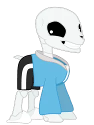 Size: 1500x2000 | Tagged: safe, artist:maxter-advance, derpibooru import, edit, ponified, pony, skeleton pony, bone, clothes, deltarune, grin, hoodie, jacket, looking at you, male, sans (undertale), shorts, simple background, skeleton, slippers, smiling, solo, stallion, transparent background, undertale