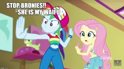 Size: 888x499 | Tagged: safe, derpibooru import, screencap, fluttershy, rainbow dash, equestria girls, equestria girls series, spring breakdown, spoiler:eqg series (season 2), female, flutterdash, lesbian, meme, shipping, waifu