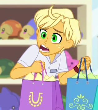 Size: 315x353 | Tagged: safe, derpibooru import, screencap, ragamuffin (equestria girls), equestria girls, equestria girls series, spring breakdown, spoiler:eqg series (season 2), clothes, cropped, faic, freckles, male, shopping bags