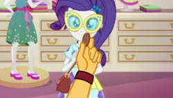 Size: 1920x1080 | Tagged: safe, derpibooru import, screencap, ragamuffin (equestria girls), rarity, equestria girls, equestria girls series, spring breakdown, spoiler:eqg series (season 2), coin, female, glasses, hand, male, penny