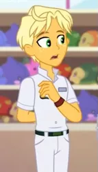 Size: 345x602 | Tagged: safe, derpibooru import, screencap, ragamuffin (equestria girls), equestria girls, equestria girls series, spring breakdown, spoiler:eqg series (season 2), arm behind back, arms, clothes, cropped, freckles, male, pants