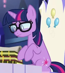 Size: 945x1061 | Tagged: safe, derpibooru import, screencap, sci-twi, twilight sparkle, ponified, pony, unicorn, equestria girls, equestria girls series, spring breakdown, spoiler:eqg series (season 2), book, cropped, equestria girls ponified, female, friendship throne, glasses, hooves, mare, scroll, solo, throne, twilight's castle, unicorn sci-twi