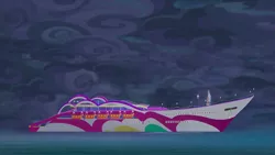 Size: 1920x1080 | Tagged: safe, derpibooru import, screencap, equestria girls, equestria girls series, spring breakdown, spoiler:eqg series (season 2), cloud, cloudy, cruise ship, dark, ocean, power outage, ship