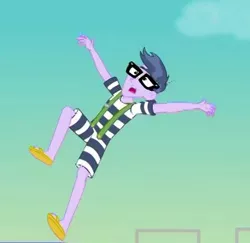 Size: 383x372 | Tagged: safe, derpibooru import, screencap, microchips, equestria girls, equestria girls series, spring breakdown, spoiler:eqg series (season 2), arms, clothes, cropped, feet, glasses, male, sandals, shorts