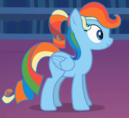 Size: 415x381 | Tagged: safe, artist:agrol, derpibooru import, rainbow dash, rarity, pony, alternate hairstyle, body swap, eye swap, let's switch bodies, solo