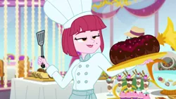 Size: 1920x1080 | Tagged: safe, derpibooru import, screencap, puffed pastry, equestria girls, equestria girls series, spring breakdown, spoiler:eqg series (season 2), bundt cake (food), cake, food