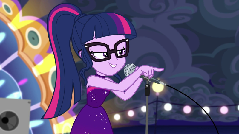 Size: 1920x1080 | Tagged: safe, derpibooru import, screencap, sci-twi, twilight sparkle, equestria girls, equestria girls series, spring breakdown, spoiler:eqg series (season 2), all good (song), microphone, sexy egghead, singing, sleeveless, solo