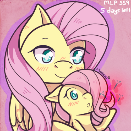 Size: 500x500 | Tagged: safe, artist:kingkero, derpibooru import, fluttershy, pony, season 9, spoiler:s09, :o, blushing, colored pupils, countdown, cute, duality, female, filly, filly fluttershy, fluttershy's cutie mark, hype, open mouth, season 9 countdown, self ponidox, shyabetes, younger