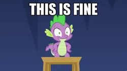 Size: 600x338 | Tagged: safe, derpibooru import, edit, edited screencap, screencap, spike, dragon, equestria girls, equestria girls series, spring breakdown, spoiler:eqg series (season 2), caption, image macro, internal screaming spike, male, meme, screaming internally, text, this is fine