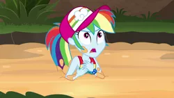 Size: 1920x1080 | Tagged: safe, derpibooru import, screencap, rainbow dash, equestria girls, equestria girls series, spring breakdown, spoiler:eqg series (season 2), clothes, quicksand, sleeveless, solo, tanktop