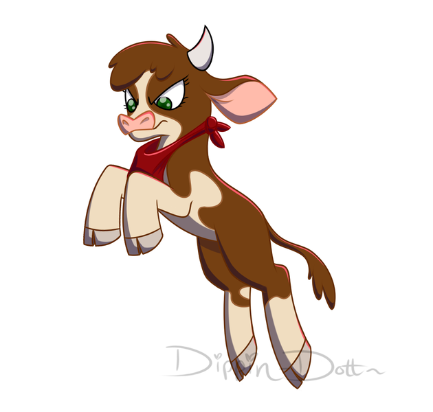 Size: 1050x1000 | Tagged: arizona cow, artist:dippin-dott, bandana, cloven hooves, community related, cow, derpibooru import, female, safe, simple background, solo, them's fightin' herds, white background