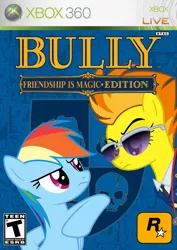 Size: 753x1062 | Tagged: safe, artist:dashiesparkle, artist:kayman13, derpibooru import, rainbow dash, spitfire, pony, bully, bully (video game), parody, xbox 360