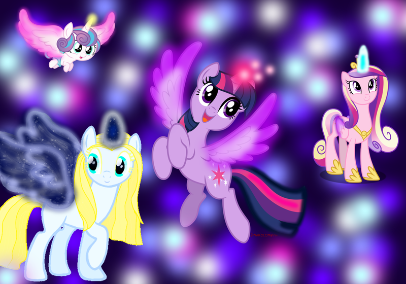 Size: 2000x1400 | Tagged: safe, derpibooru import, princess cadance, princess flurry heart, twilight sparkle, twilight sparkle (alicorn), oc, oc:sparkle light, alicorn, pony