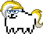 Size: 165x132 | Tagged: annoying dog, artist:lullabytrace, barely pony related, bork, derpibooru import, glasses, joke edit, oc, oc:time vortex (th3bluerose), safe, undertale