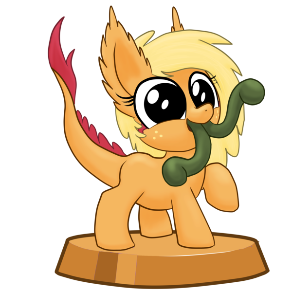 Size: 7087x7087 | Tagged: safe, artist:stewart501st, derpibooru import, part of a set, applejack, monster pony, original species, tatzlpony, miss pie's monsters, absurd resolution, cute, ear fluff, jackabetes, looking at you, multiple tongues, no iris, open mouth, pocket ponies, pocket pony, raised hoof, simple background, smiling, solo, species swap, tatzljack, tongue out, transparent background