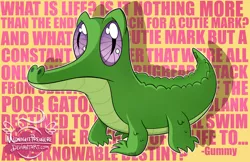 Size: 900x582 | Tagged: ..., alligator, artist:midnightpremiere, derpibooru import, gummy, gummy the deep thinker, male, quote, safe, slice of life (episode), solo