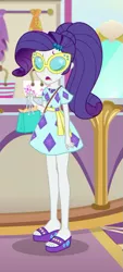 Size: 385x851 | Tagged: safe, derpibooru import, screencap, rarity, equestria girls, equestria girls series, spring breakdown, spoiler:eqg series (season 2), clothes, dress, feet, female, geode of shielding, glasses, legs, magical geodes, ponytail, sandals, shopping