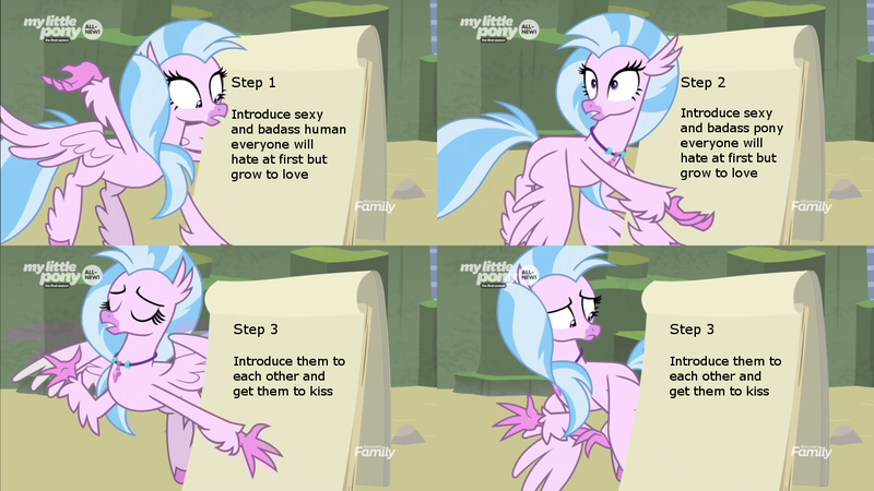 Size: 1280x720 | Tagged: classical hippogriff, comic, derpibooru import, despicable me, edit, edited screencap, female, flying, gru's plan, hippogriff, implied shimmerglimmer, implied starlight glimmer, implied sunset shimmer, mare, meme, safe, screencap, silverstream, silverstream's plan, solo, uprooted