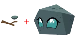 Size: 1780x926 | Tagged: boulder (pet), cargo ship, derpibooru import, disguise, disguised changeling, edit, edited screencap, ocellus, plus sign, rock, rockellus, safe, screencap, screenshots, shipping, simple background, the maud couple, transparent background, twiggy (pet), uprooted