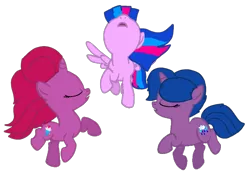 Size: 1470x1080 | Tagged: safe, artist:徐詩珮, derpibooru import, oc, oc:betty pop, oc:storm lightning, oc:vesty sparkle, alicorn, unicorn, my little pony: the movie, alicorn oc, base used, eyes closed, female, filly, half-siblings, half-sisters, horn, magical lesbian spawn, next generation, offspring, parent:flash sentry, parent:glitter drops, parent:spring rain, parent:tempest shadow, parent:twilight sparkle, parents:flashlight, parents:glittershadow, parents:springshadow, siblings, simple background, sisters, solo, transparent background, trio, trio female, wings