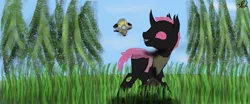 Size: 1023x426 | Tagged: artist:snow quill, changeling, changeling oc, commission, day, derpibooru import, destiny (game), fallout equestria, forest, oc, pink changeling, safe