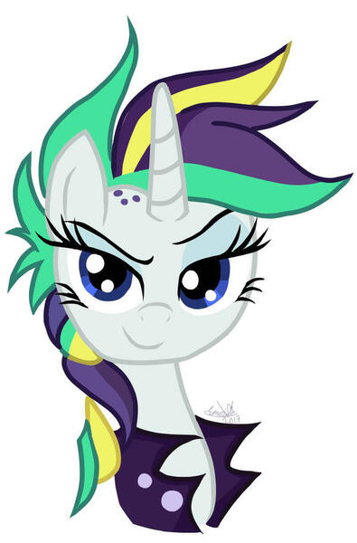 Size: 600x911 | Tagged: safe, artist:emositecc, derpibooru import, rarity, pony, unicorn, it isn't the mane thing about you, alternate hairstyle, blue eyes, bust, clothes, cute, female, horn, jacket, looking at you, mare, multicolored hair, portrait, punk, raribetes, raripunk, simple background, smiling, smirk, solo, watermark, white background