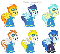 Size: 3200x2900 | Tagged: alternate costumes, artist:pika-robo, artist:sierraex, derpibooru import, fire streak, misty fly, nightshade, palette swap, recolor, safe, shadowbolts, soarin', spitfire, surprise, wonderbolts