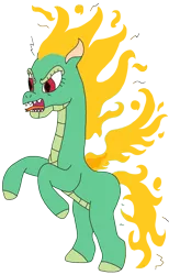 Size: 1967x3186 | Tagged: safe, artist:supahdonarudo, derpibooru import, tianhuo, dragon, hybrid, longma, them's fightin' herds, 200% mad, angry, community related, forked tongue, mane of fire, meme, reeee, sharp teeth, teeth, this will end in death, this will end in tears, this will end in tears and/or death, tongue out