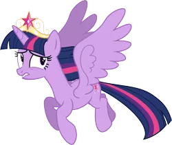 Size: 9000x7598 | Tagged: safe, artist:korsoo, derpibooru import, twilight sparkle, twilight sparkle (alicorn), alicorn, pony, princess twilight sparkle (episode), absurd resolution, big crown thingy, crown, element of magic, female, flying, jewelry, mare, regalia, simple background, solo, transparent background, vector, wings