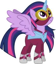 Size: 7831x9000 | Tagged: safe, artist:korsoo, derpibooru import, masked matter-horn, twilight sparkle, twilight sparkle (alicorn), alicorn, pony, power ponies (episode), absurd resolution, clothes, costume, cute, female, goggles, looking up, mare, power ponies, simple background, smiling, solo, transparent background, twiabetes, vector, wings