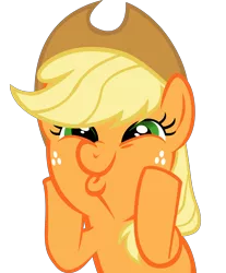 Size: 7082x8571 | Tagged: safe, artist:rainbowplasma, derpibooru import, part of a set, applejack, earth pony, pony, applejack's hat, bust, cowboy hat, cute, dashface, female, freckles, funny face, hat, hooves on cheeks, jackabetes, mare, silly, silly pony, simple background, so awesome, solo, squishy cheeks, transparent background, who's a silly pony