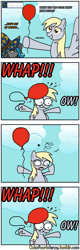 Size: 1280x4000 | Tagged: safe, artist:outofworkderpy, derpibooru import, derpy hooves, ditzy doo, oc, oc:kiri, pegasus, pony, comic:out of work derpy, abuse, animated, balloon, billy's balloon, comic, derpybuse, dizzy, don hertzfeldt, duo, duo female, evil, female, gif, hat, hitting, mare, outofworkderpy, reference, teary eyes, tumblr, tumblr comic