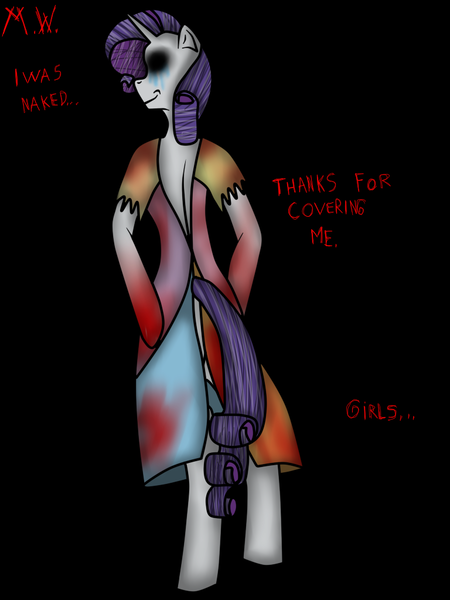 Size: 768x1024 | Tagged: anthro, artist:maxtwolf, blood, derpibooru import, fanfic, grimdark, rarity, rarity's new dress, skinny