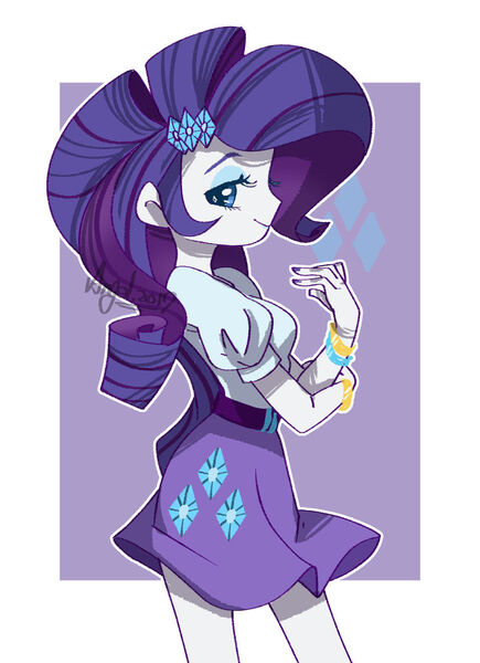 Size: 800x1104 | Tagged: safe, artist:snow angel, derpibooru import, rarity, equestria girls, bracelet, cute, female, jewelry, lidded eyes, nail polish, profile, raribetes, rarity's cutie mark, solo