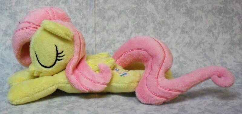 Size: 3158x1492 | Tagged: safe, artist:bluedragonflyplush, derpibooru import, fluttershy, pegasus, pony, beanie (plushie), eyes closed, folded wings, irl, photo, plushie, prone, sleeping, solo, wings