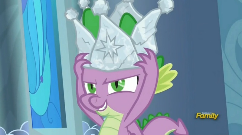 Size: 1670x932 | Tagged: crown, derpibooru import, hard-won helm of the sibling supreme, safe, screencap, solo, sparkle's seven, spike