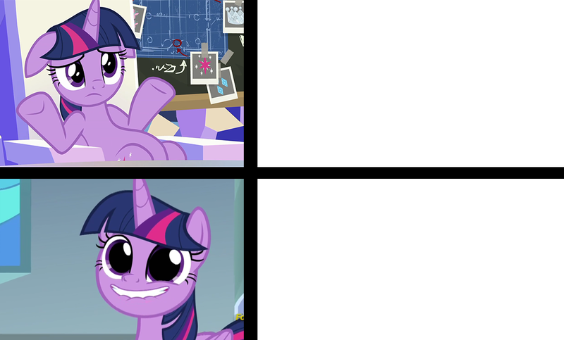 Size: 1152x696 | Tagged: safe, derpibooru import, edit, edited screencap, screencap, twilight sparkle, twilight sparkle (alicorn), alicorn, pony, sparkle's seven, chalkboard, faic, floppy ears, friendship throne, meme, meme template, pudding face, solo, template