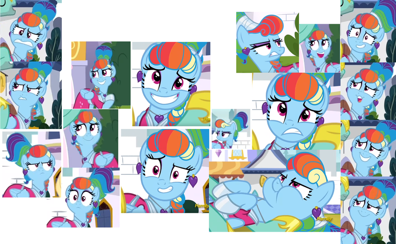 Size: 1698x1048 | Tagged: safe, derpibooru import, screencap, rainbow dash, zephyr breeze, pegasus, pony, sparkle's seven, alternate hairstyle, apprehensive, awkward, beautiful, clothes, cute, dashabetes, disgusted, dress, ear piercing, earring, expressions, frown, glare, jewelry, megaradash, montage, nervous, piercing, rainbow dash always dresses in style, rainbow dash is best facemaker, royal guard, royal guard zephyr breeze, shoes, smiling